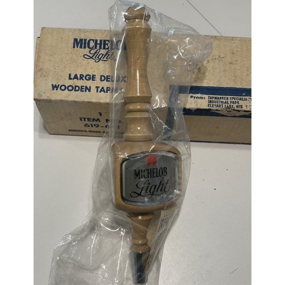 Vtg NOS Sealed Michelob Light Large Wooden Tapmarker Beer Tap Handle ManCave Bar